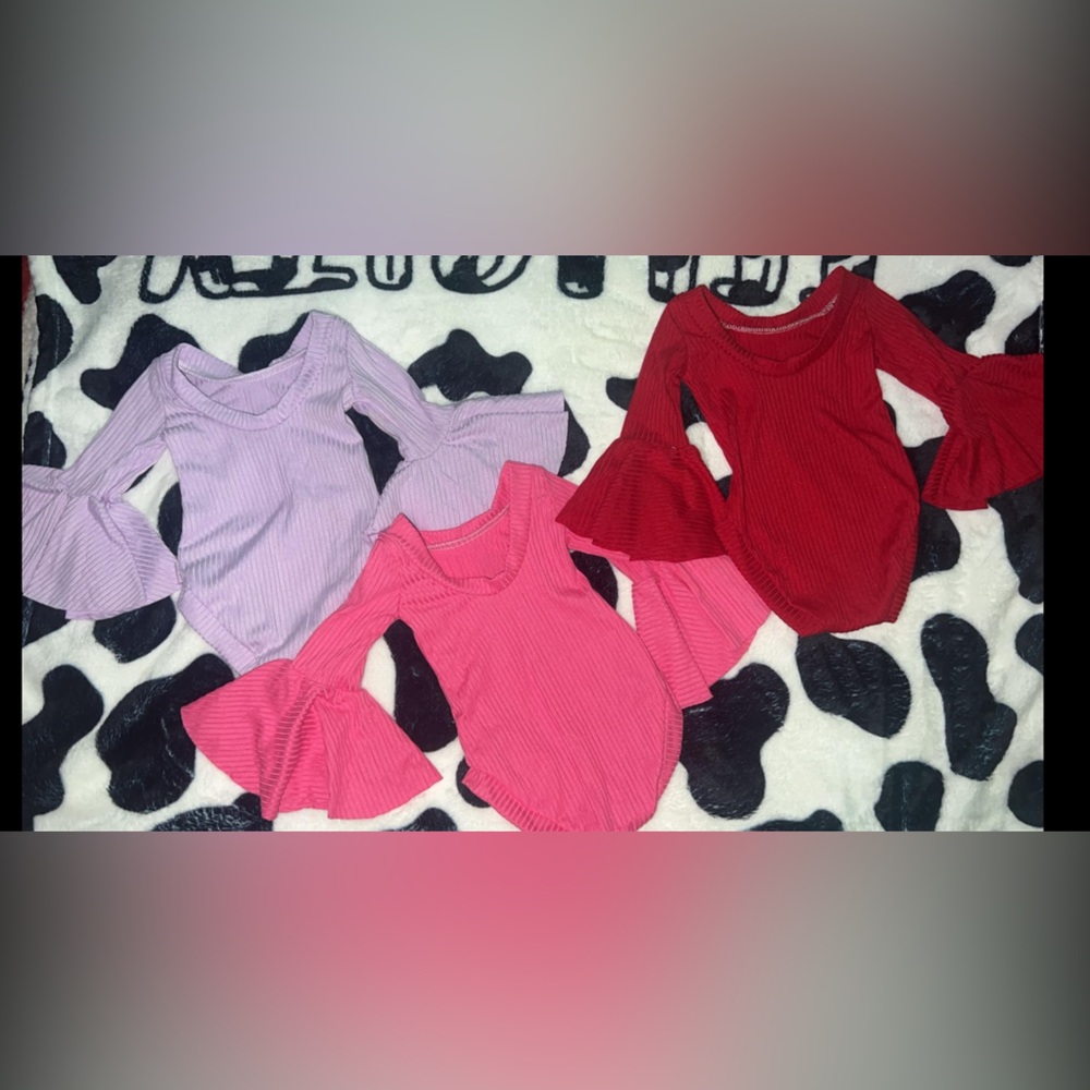 3 Newborn Long sleeve Bell Sleeve onies/Leo Handmade Baby Boutique.